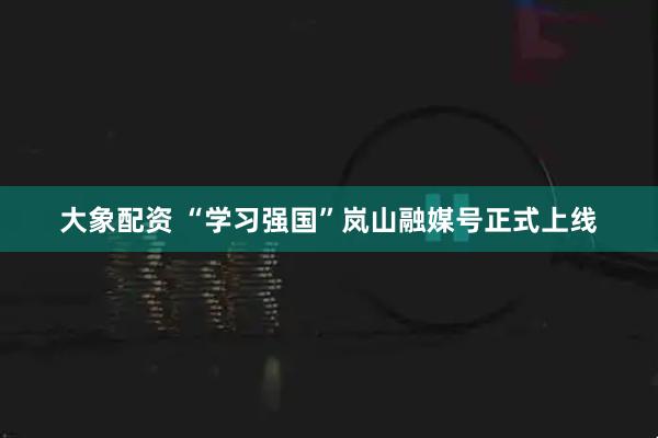 大象配资 “学习强国”岚山融媒号正式上线