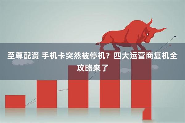 至尊配资 手机卡突然被停机？四大运营商复机全攻略来了